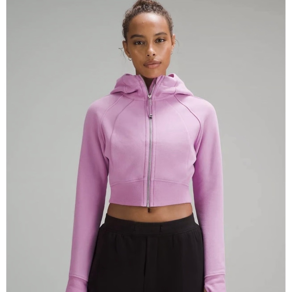 Lululemon Scuba Full Zip Cropped Hoodie - Dahlia Mauve